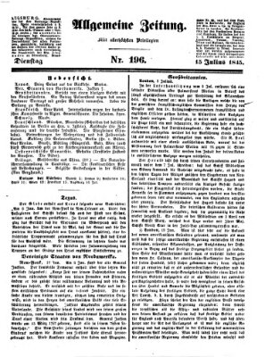 Allgemeine Zeitung Dienstag 15. Juli 1845