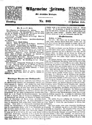 Allgemeine Zeitung Dienstag 22. Juli 1845