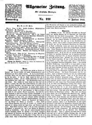 Allgemeine Zeitung Donnerstag 31. Juli 1845