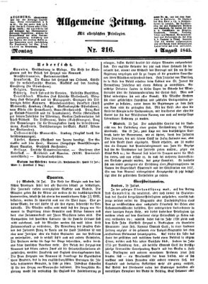 Allgemeine Zeitung Montag 4. August 1845