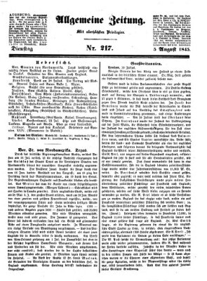 Allgemeine Zeitung Dienstag 5. August 1845