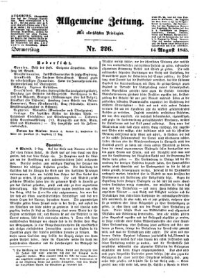 Allgemeine Zeitung Donnerstag 14. August 1845