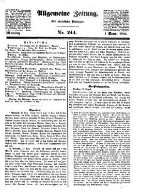 Allgemeine Zeitung Montag 1. September 1845