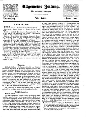 Allgemeine Zeitung Donnerstag 11. September 1845