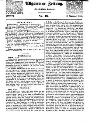 Allgemeine Zeitung Freitag 16. Januar 1846