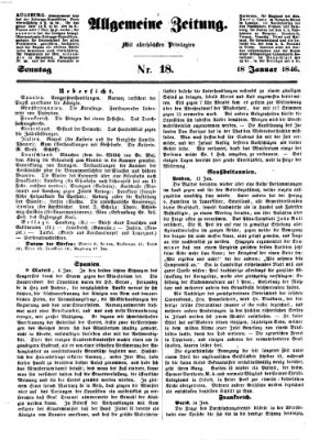 Allgemeine Zeitung Sonntag 18. Januar 1846