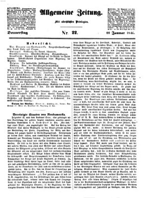 Allgemeine Zeitung Donnerstag 22. Januar 1846