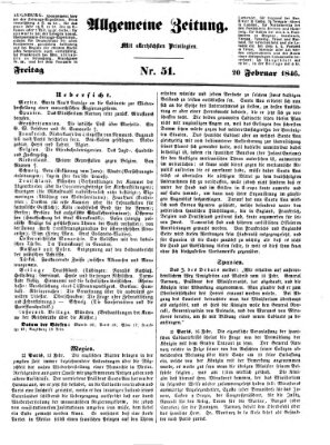 Allgemeine Zeitung Freitag 20. Februar 1846