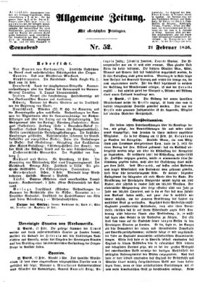 Allgemeine Zeitung Samstag 21. Februar 1846