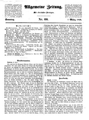 Allgemeine Zeitung Sonntag 1. März 1846