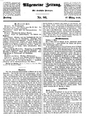 Allgemeine Zeitung Freitag 27. März 1846