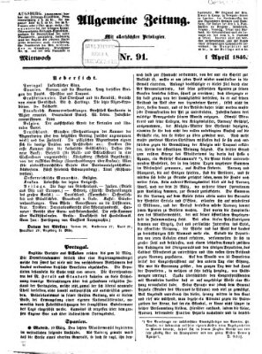 Allgemeine Zeitung Mittwoch 1. April 1846