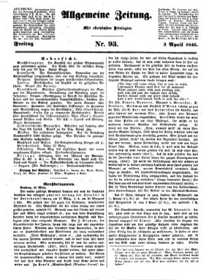 Allgemeine Zeitung Freitag 3. April 1846