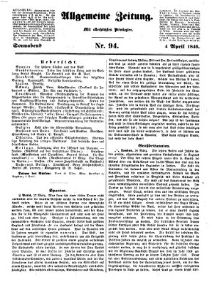 Allgemeine Zeitung Samstag 4. April 1846