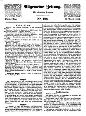 Allgemeine Zeitung Donnerstag 16. April 1846