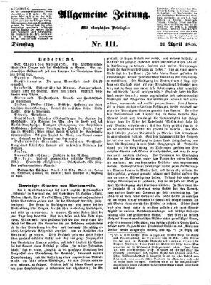 Allgemeine Zeitung Dienstag 21. April 1846