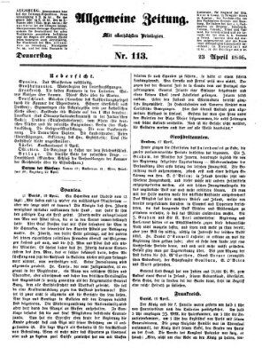 Allgemeine Zeitung Donnerstag 23. April 1846