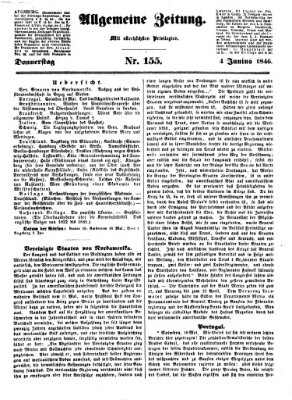 Allgemeine Zeitung Donnerstag 4. Juni 1846