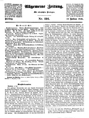 Allgemeine Zeitung Freitag 10. Juli 1846