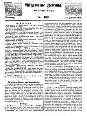 Allgemeine Zeitung Sonntag 12. Juli 1846