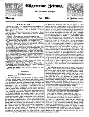 Allgemeine Zeitung Montag 13. Juli 1846