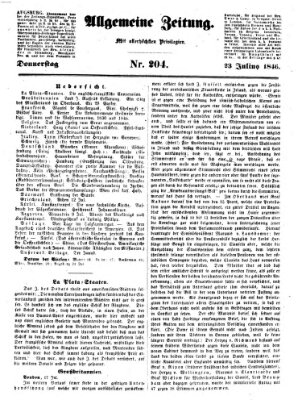 Allgemeine Zeitung Donnerstag 23. Juli 1846