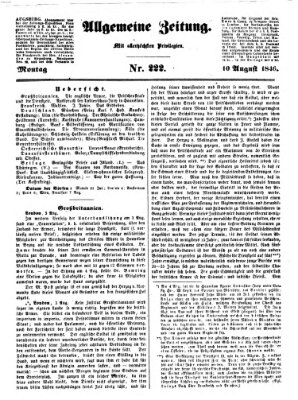 Allgemeine Zeitung Montag 10. August 1846