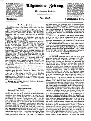 Allgemeine Zeitung Mittwoch 2. September 1846