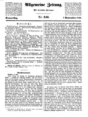 Allgemeine Zeitung Donnerstag 3. September 1846