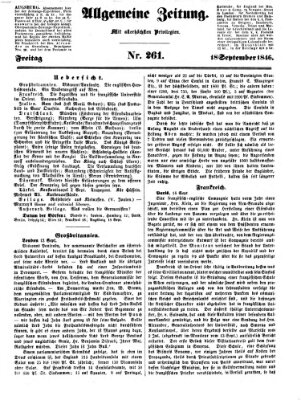 Allgemeine Zeitung Freitag 18. September 1846