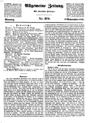 Allgemeine Zeitung Sonntag 27. September 1846