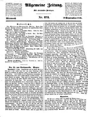 Allgemeine Zeitung Mittwoch 30. September 1846