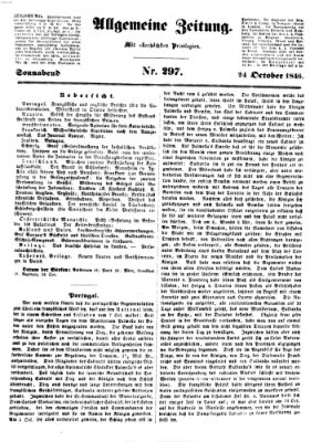 Allgemeine Zeitung Samstag 24. Oktober 1846