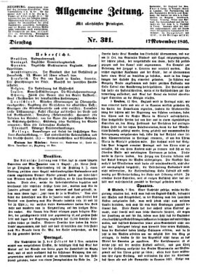 Allgemeine Zeitung Dienstag 17. November 1846