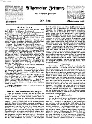 Allgemeine Zeitung Mittwoch 18. November 1846