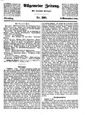 Allgemeine Zeitung Dienstag 24. November 1846