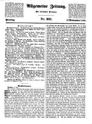 Allgemeine Zeitung Freitag 27. November 1846