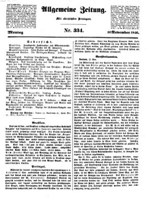 Allgemeine Zeitung Montag 30. November 1846