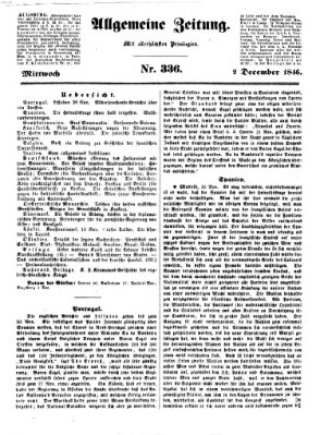 Allgemeine Zeitung Mittwoch 2. Dezember 1846