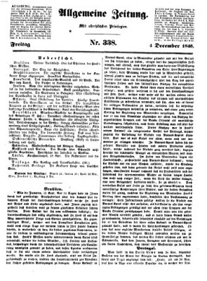 Allgemeine Zeitung Freitag 4. Dezember 1846