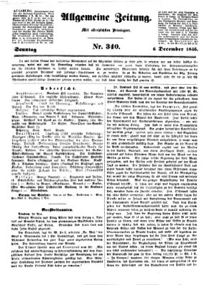 Allgemeine Zeitung Sonntag 6. Dezember 1846