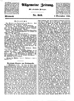 Allgemeine Zeitung Mittwoch 9. Dezember 1846