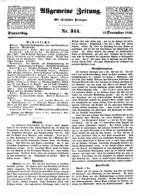 Allgemeine Zeitung Donnerstag 10. Dezember 1846