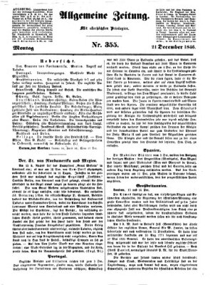 Allgemeine Zeitung Montag 21. Dezember 1846