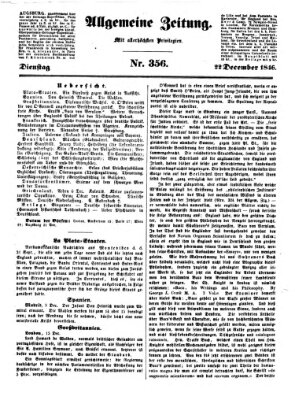 Allgemeine Zeitung Dienstag 22. Dezember 1846