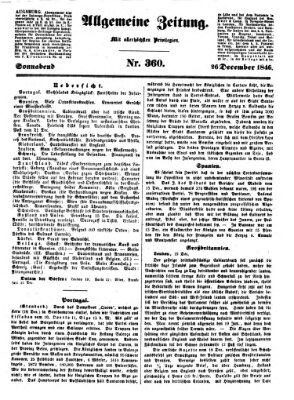 Allgemeine Zeitung Samstag 26. Dezember 1846