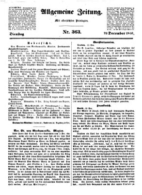 Allgemeine Zeitung Dienstag 29. Dezember 1846