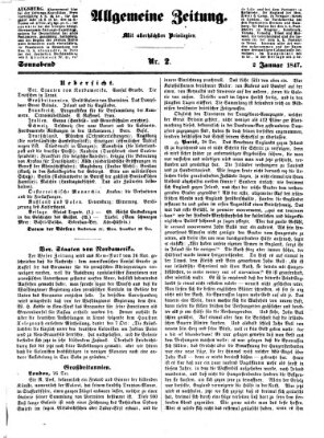 Allgemeine Zeitung Samstag 2. Januar 1847