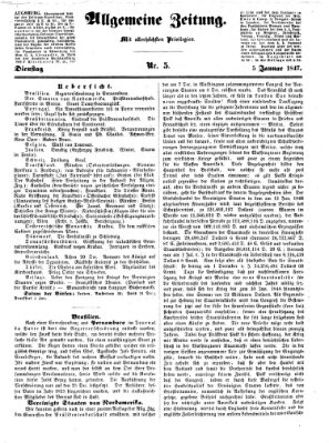 Allgemeine Zeitung Dienstag 5. Januar 1847