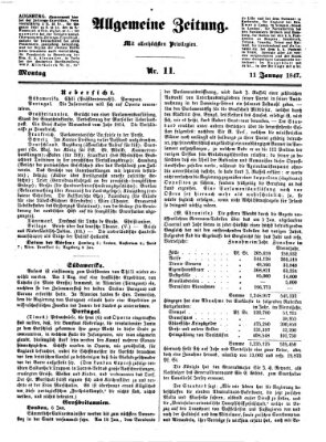 Allgemeine Zeitung Montag 11. Januar 1847